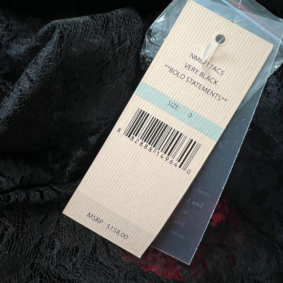 New Nanette Lepore Lace Velvet  Dress Very Black Size 0 NM8F17AC5 - Picture 3 of 9